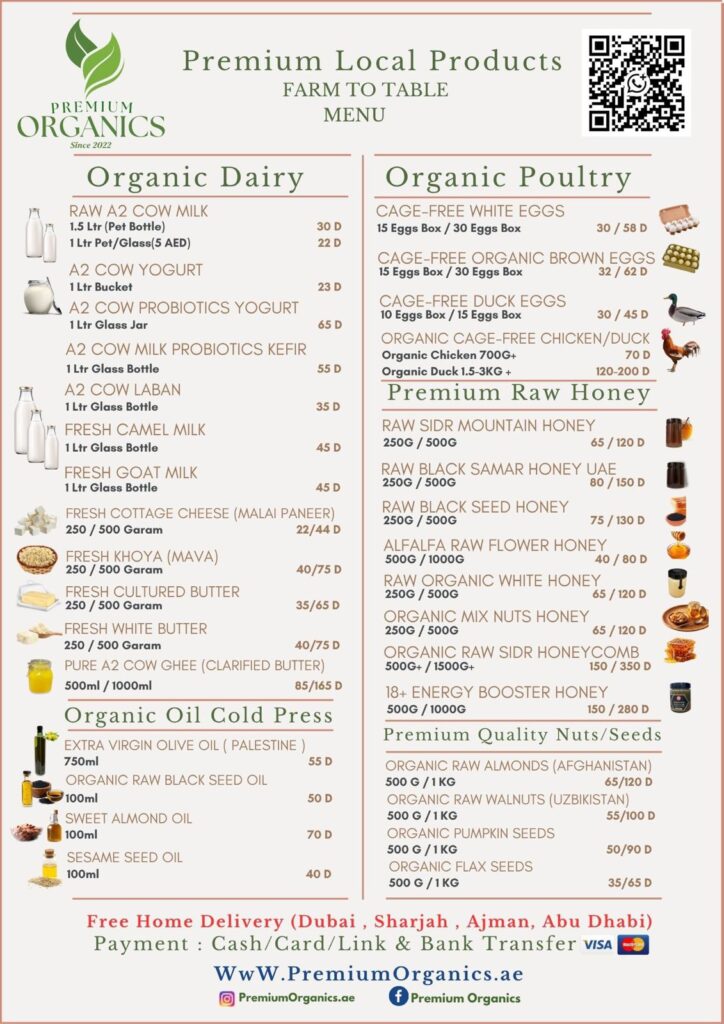 Premium organics rate list